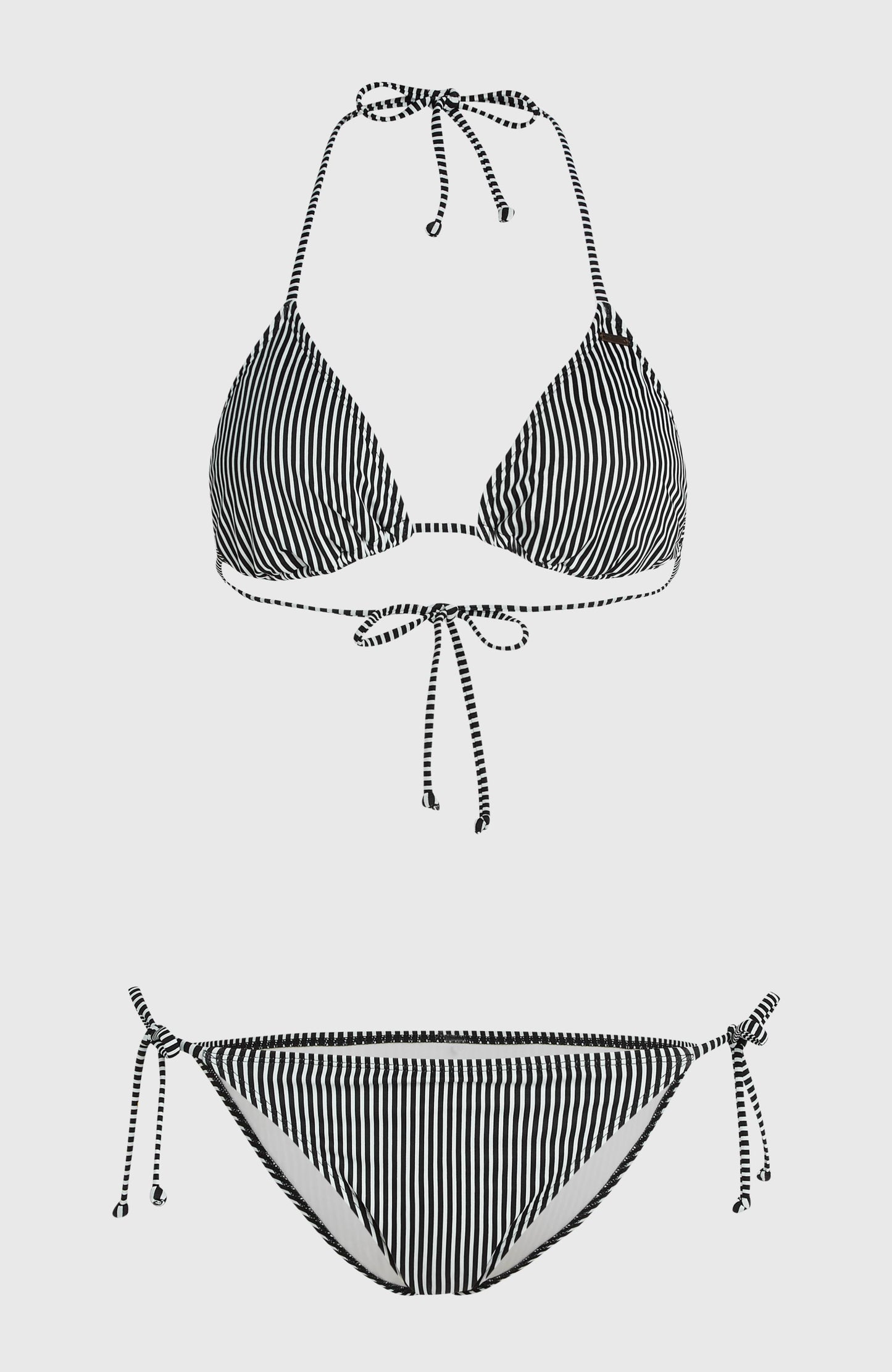 Essentials Capri Bondey Bikini Set Women Black Simple Stripe