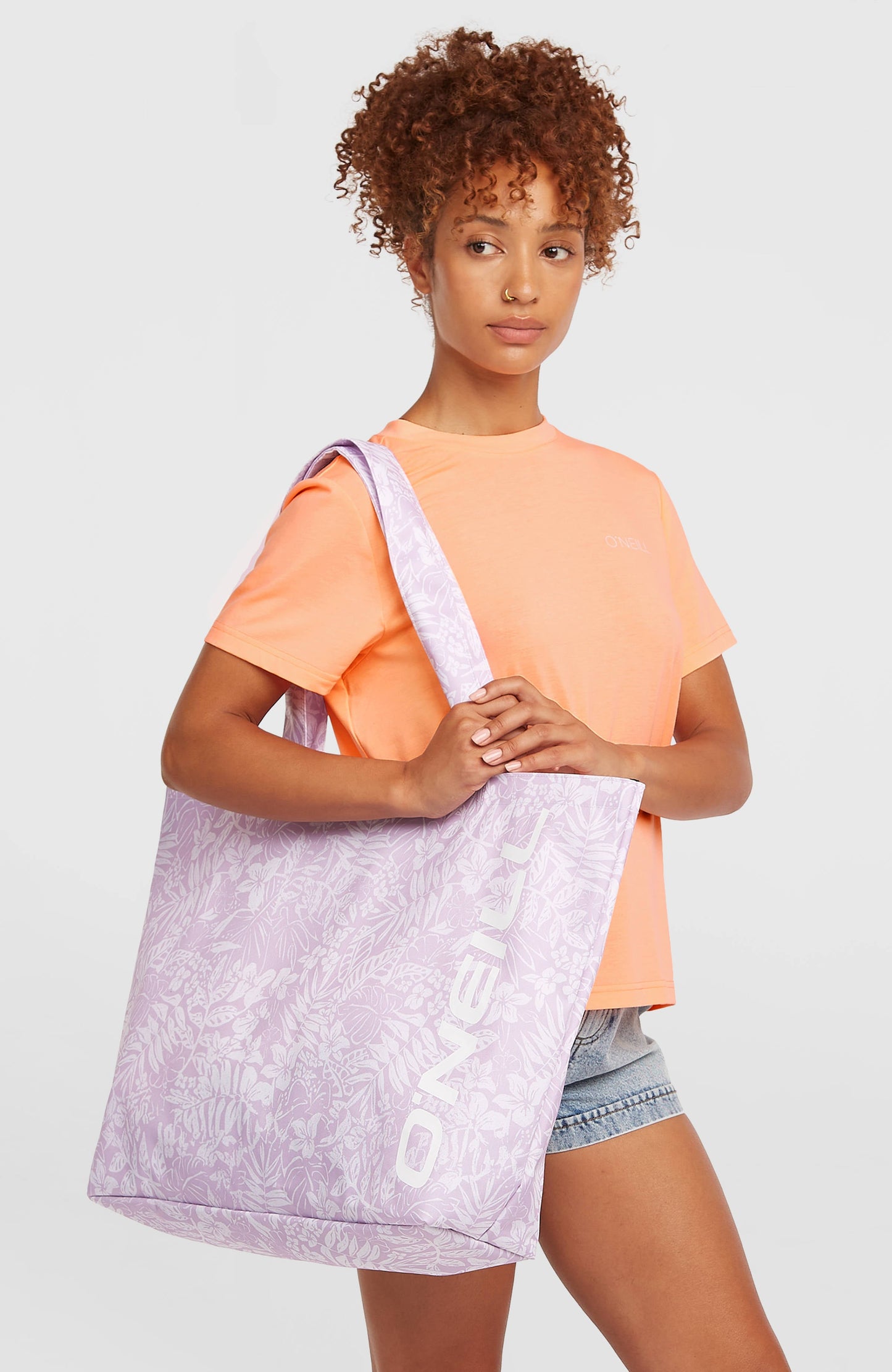 Coastal Print Tote Bag Women Purple Island Sky