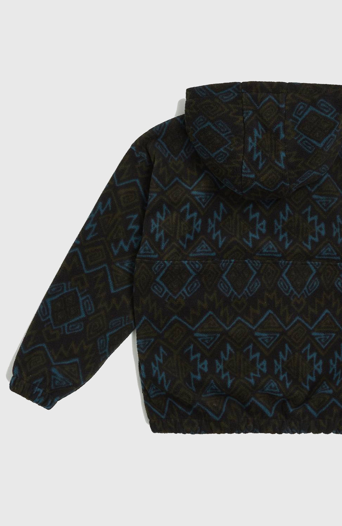 Superfleece Half-Zip Hoodie Kids Black Retro Ikat