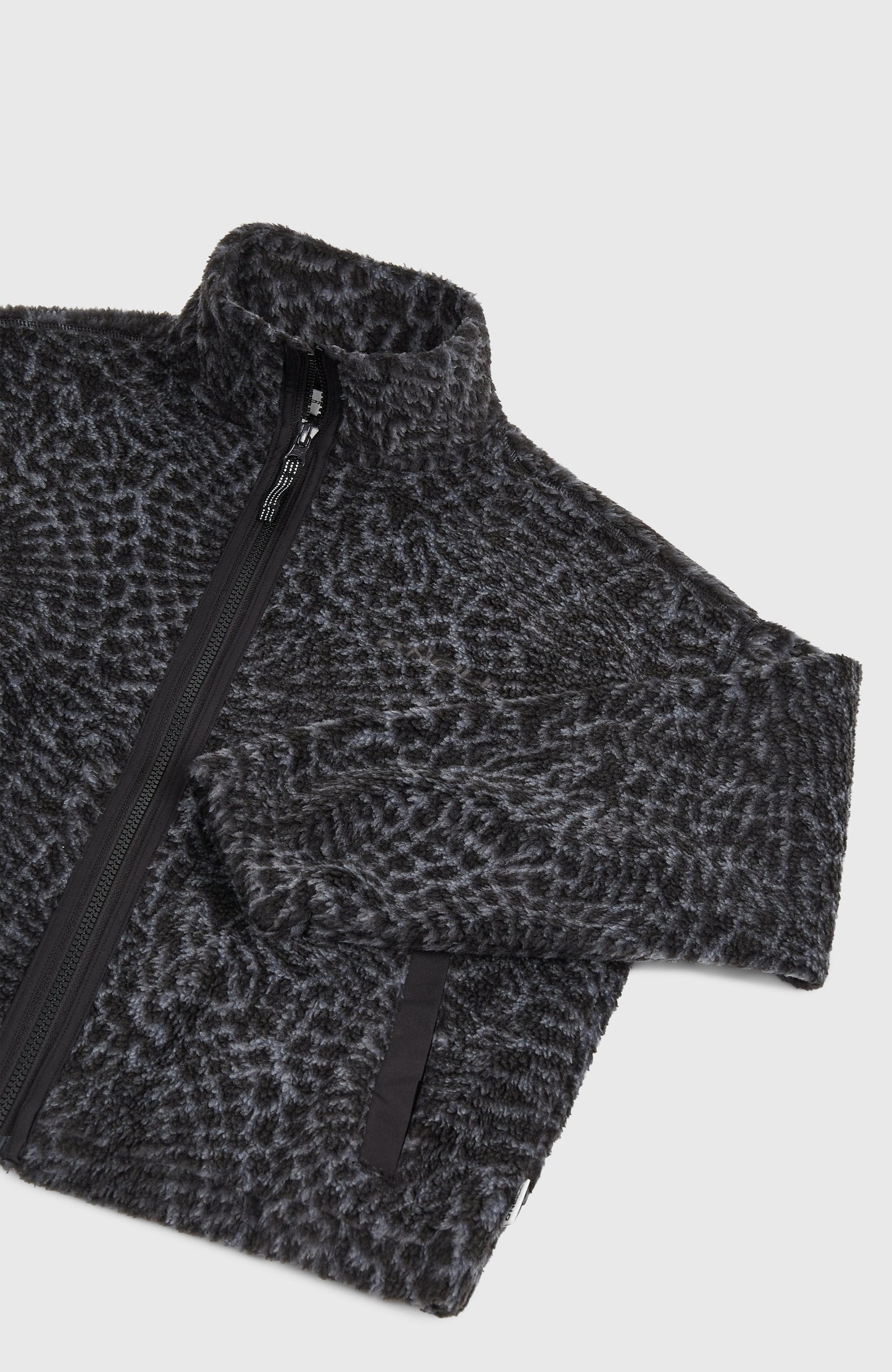High-Pile Full-Zip Fleece Kids Black Animalica