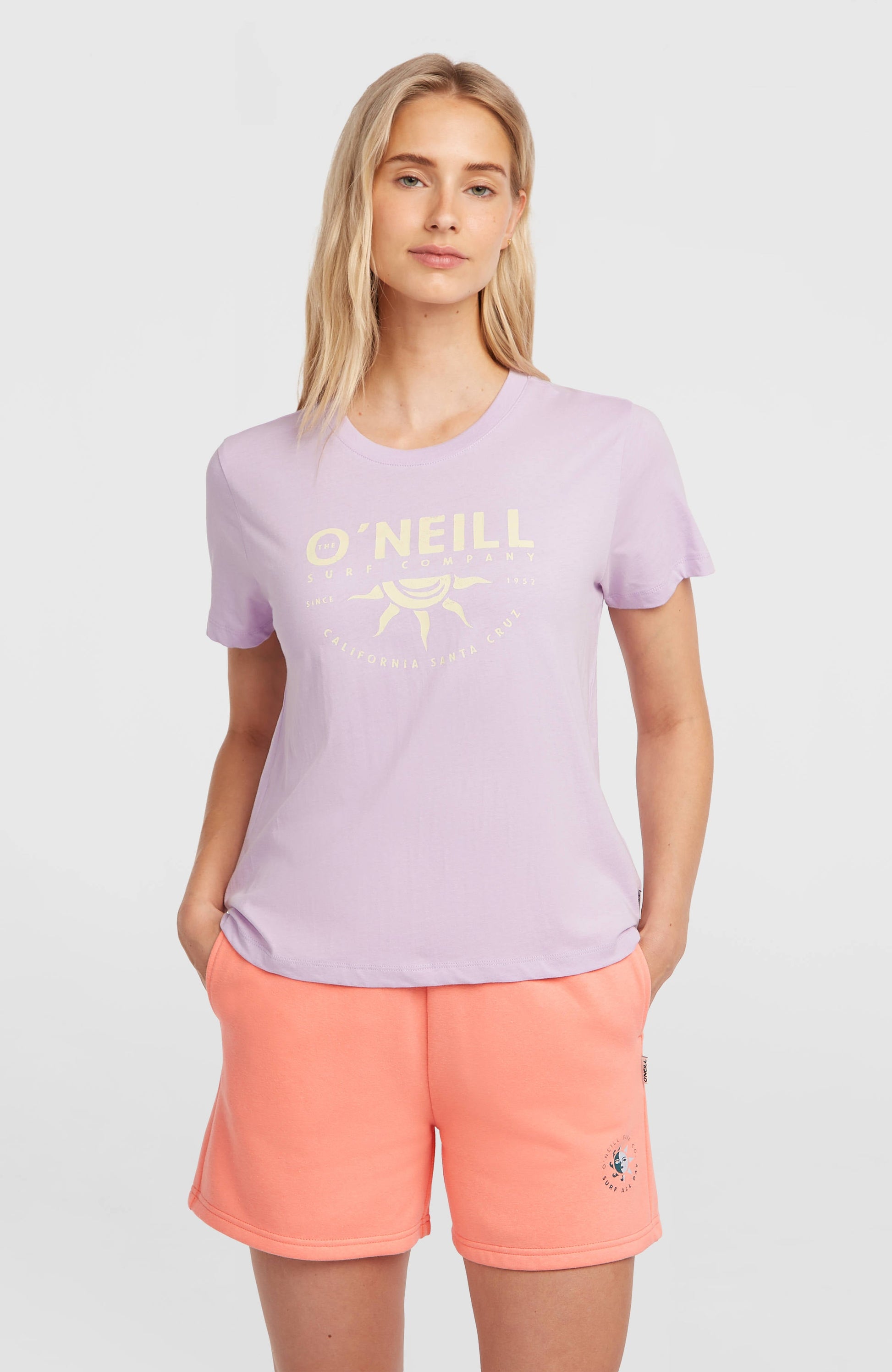 Front Print T-Shirt Women Pale Lavender