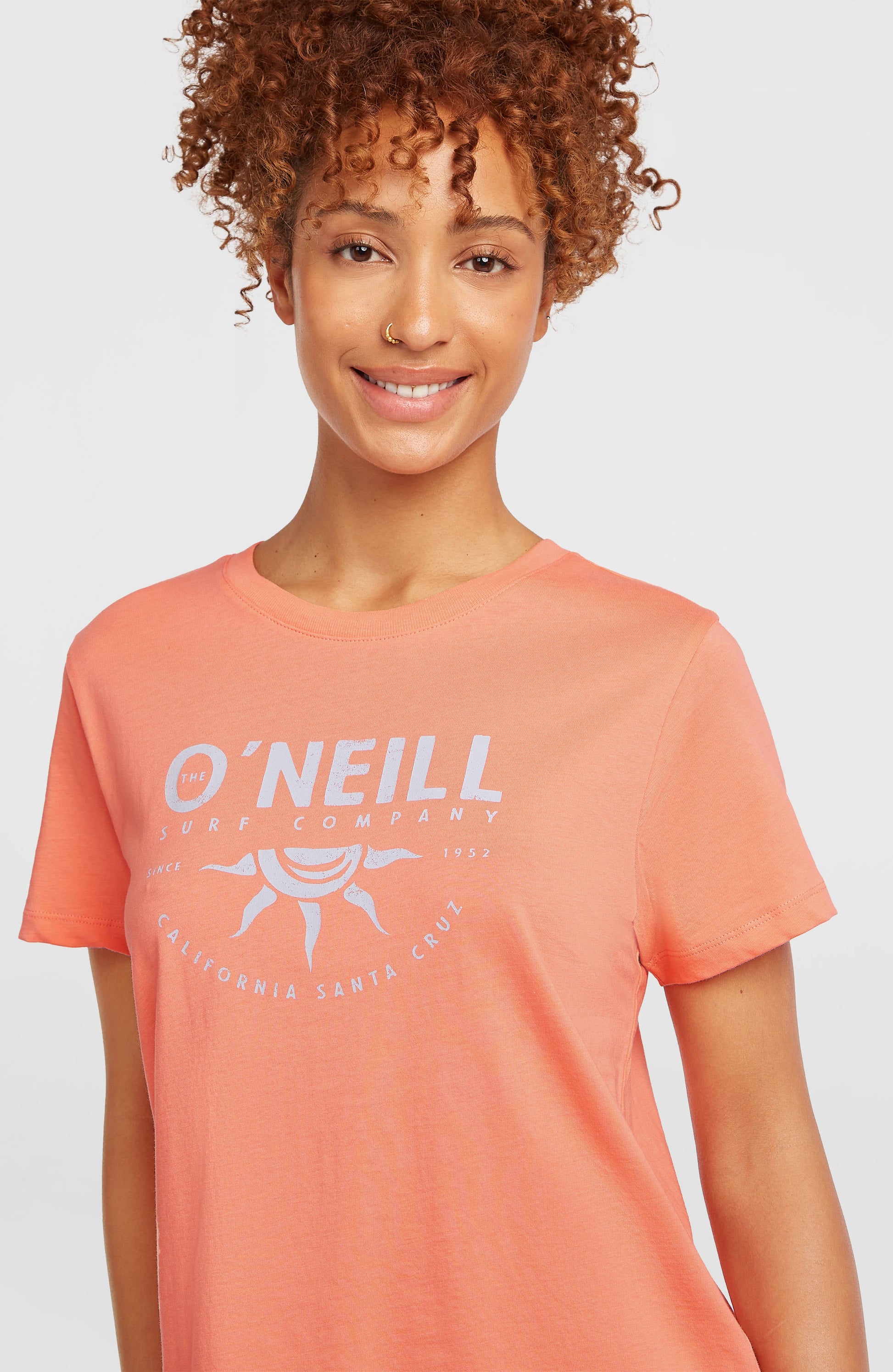 Front Print T-Shirt Women Funky Peach