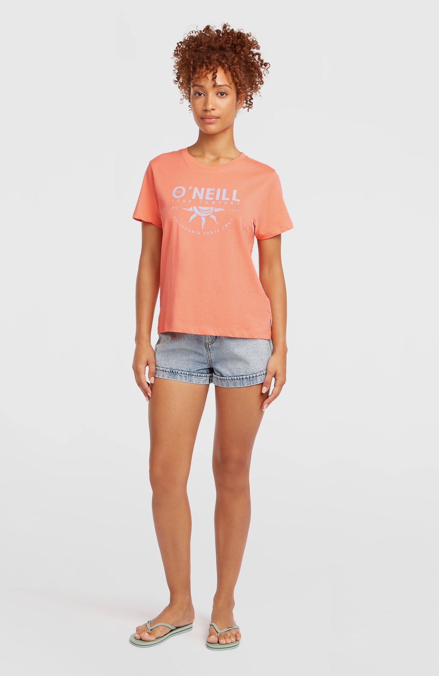 Front Print T-Shirt Women Funky Peach