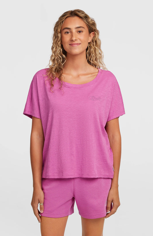 Essentials O'Neill Script Scoop Neck T-Shirt Women Electric Fuschia