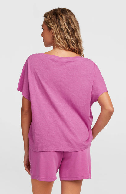 Essentials O'Neill Script Scoop Neck T-Shirt Women Electric Fuschia