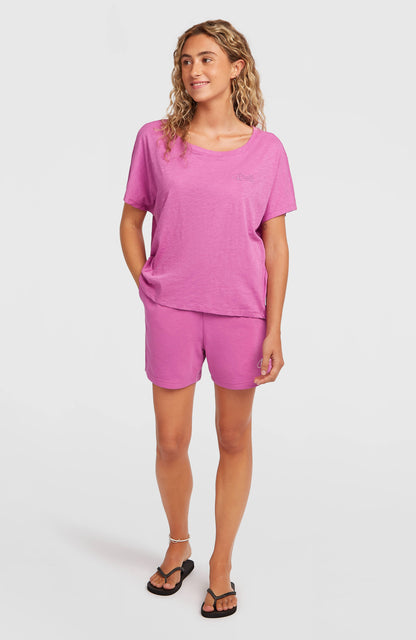 Essentials O'Neill Script Scoop Neck T-Shirt Women Electric Fuschia