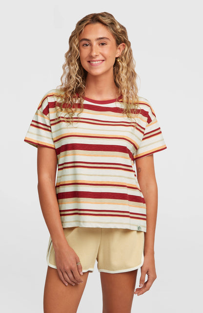 O'Riginals Boxy Stripe T-Shirt Women Beige Originals tee stripe