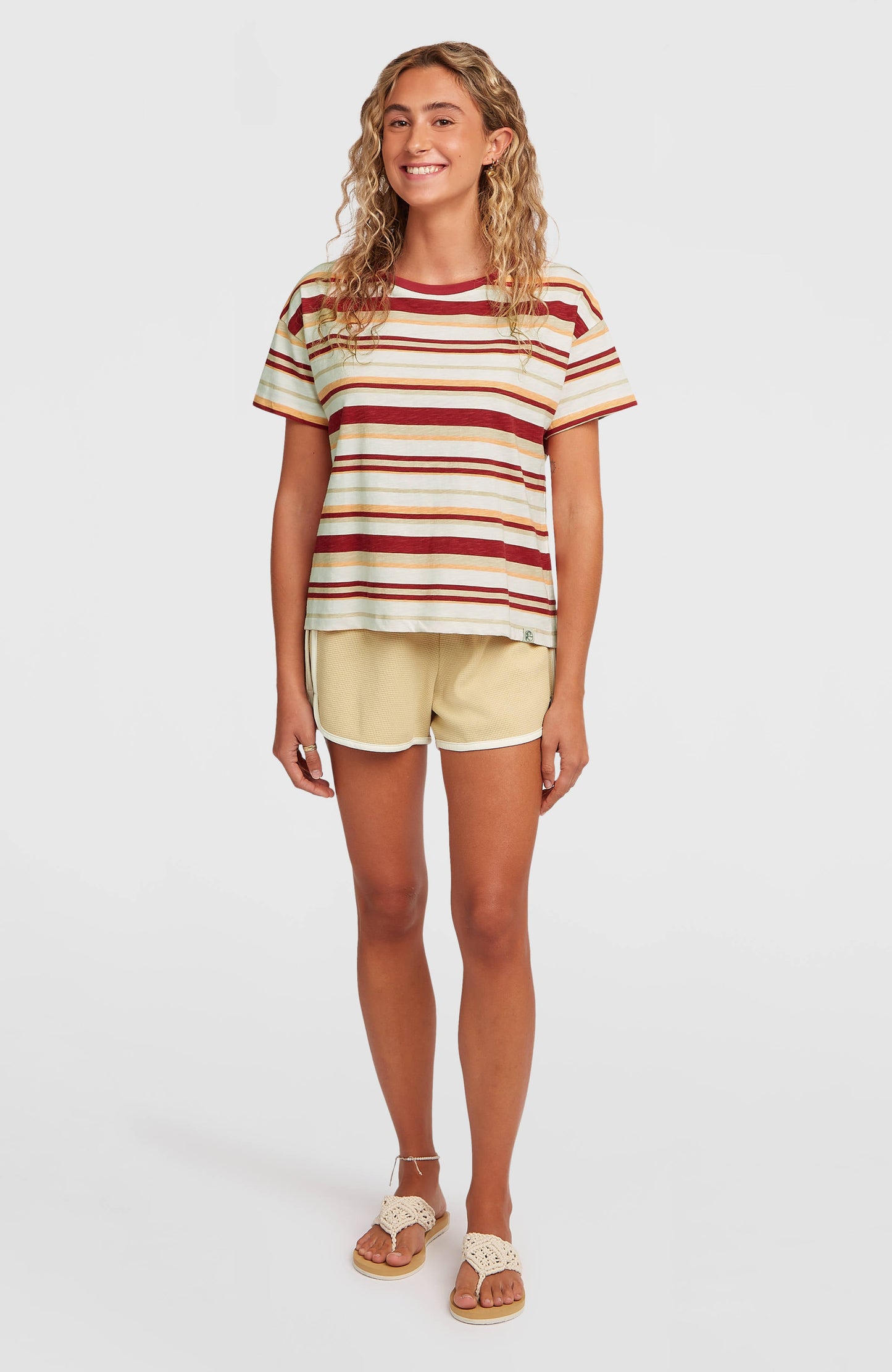 O'Riginals Boxy Stripe T-Shirt Women Beige Originals tee stripe