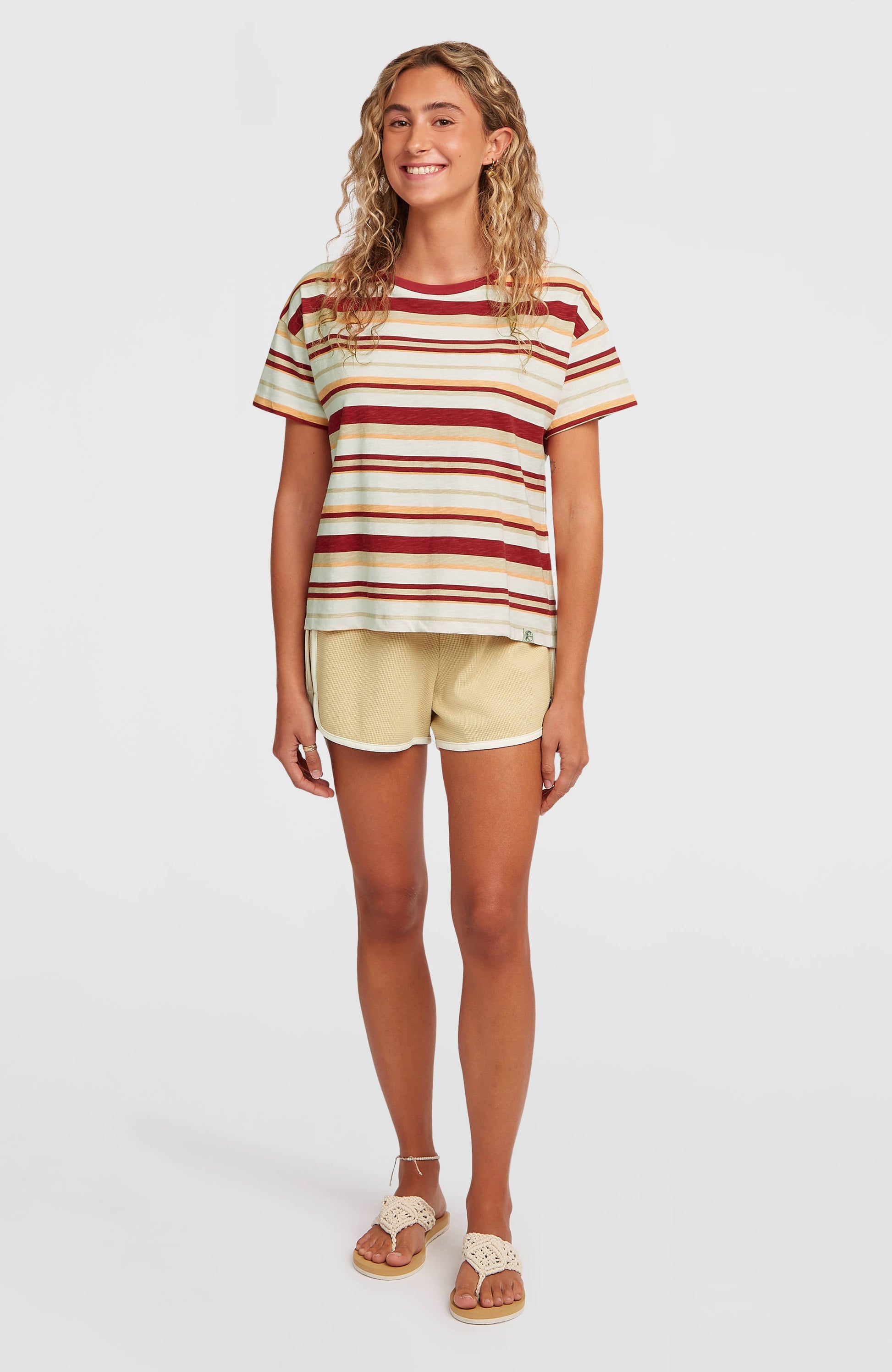 O'Riginals Boxy Stripe T-Shirt Women Beige Originals tee stripe