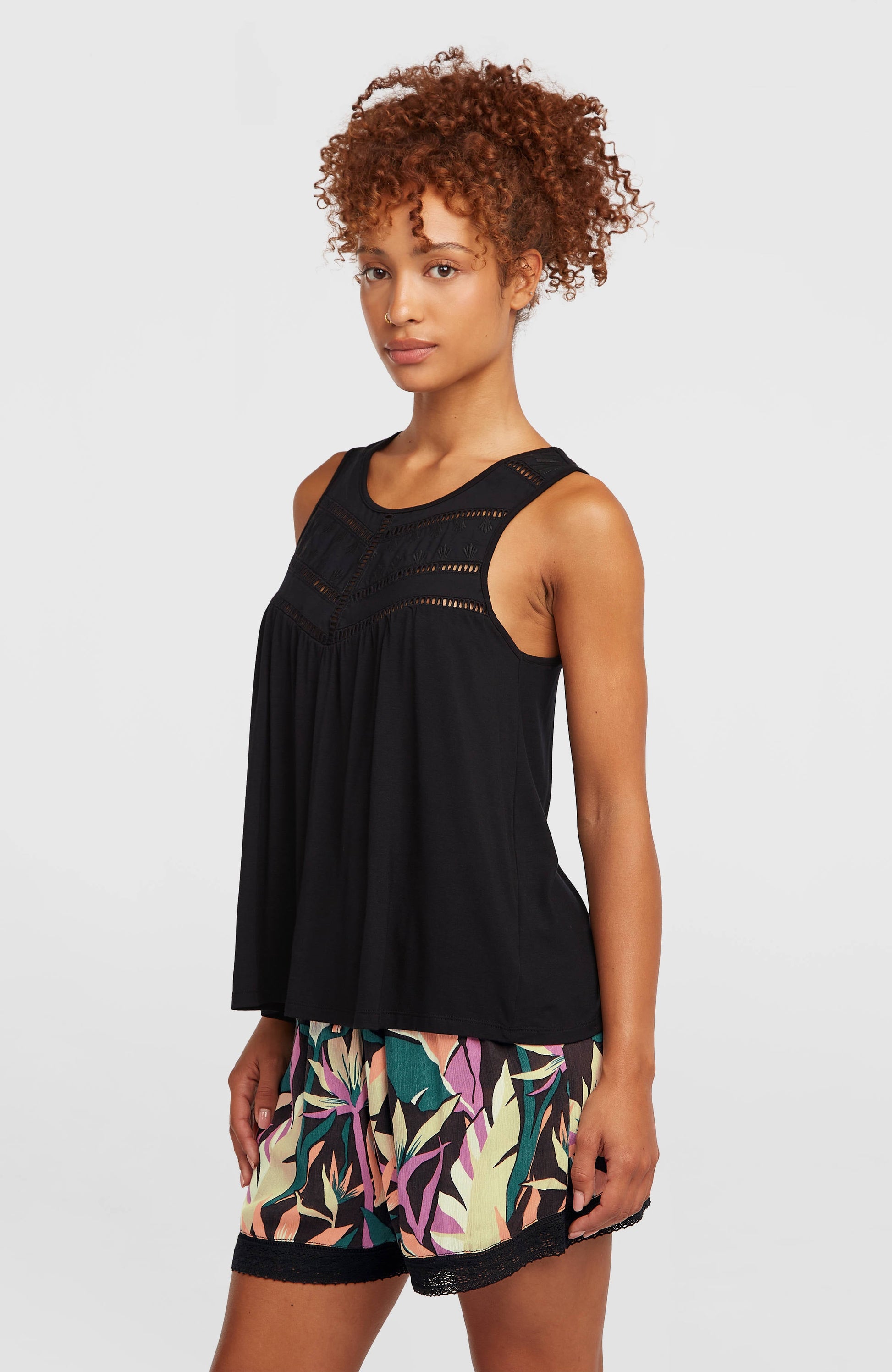 Essentials Tokeena Embroidery Tank Women Black Out