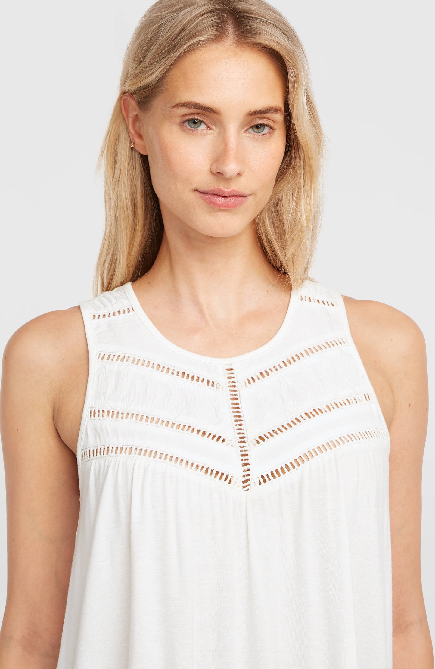Essentials Tokeena Embroidery Tank Women Snow White