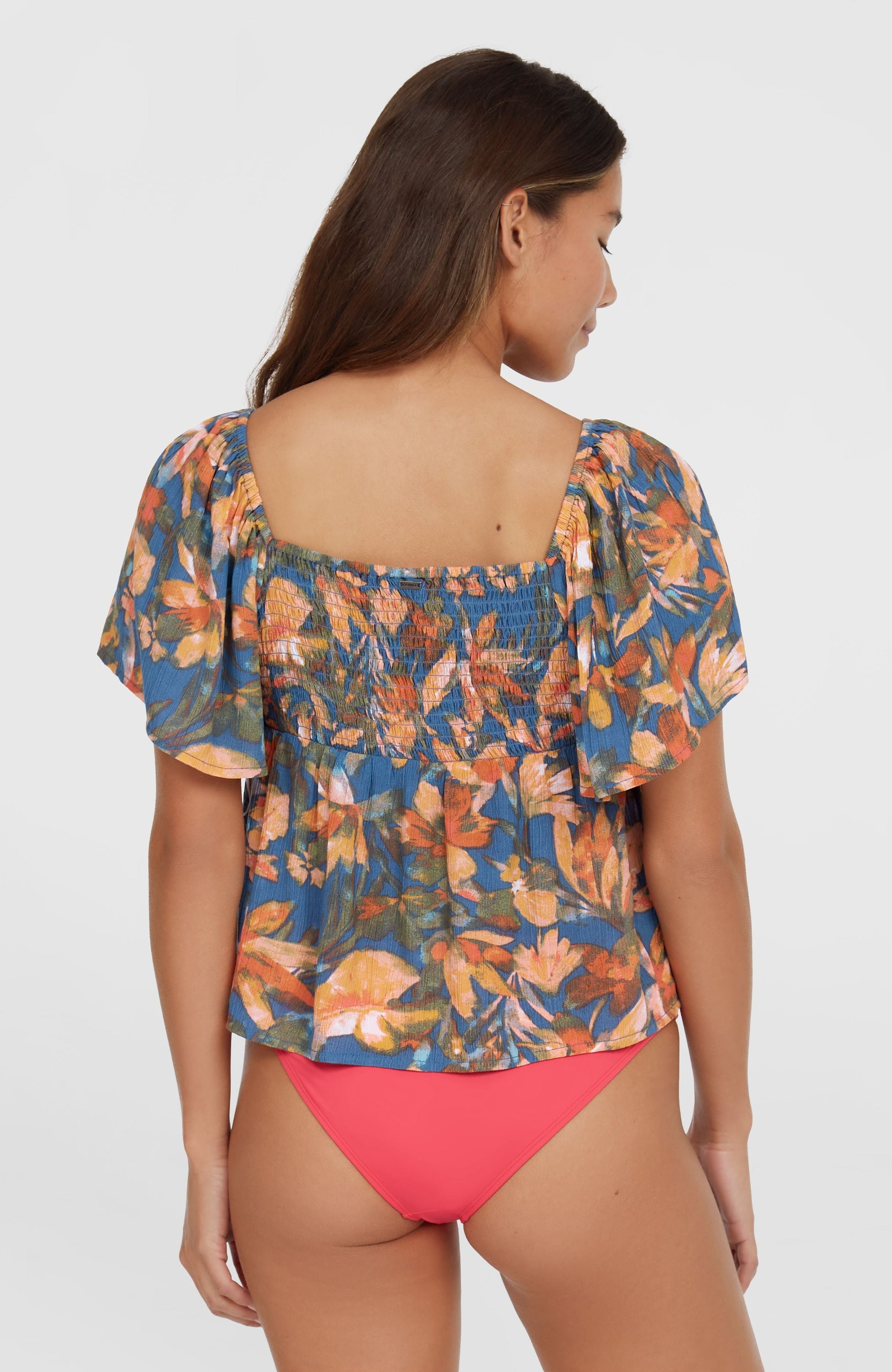 Huges Woven Top Women Blue Painted Tropics