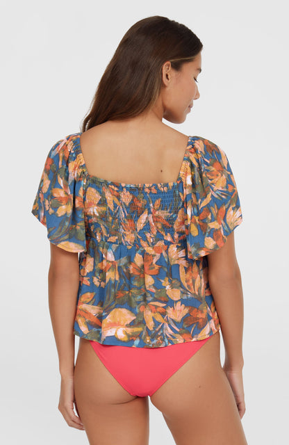 Huges Woven Top Women Blue Painted Tropics