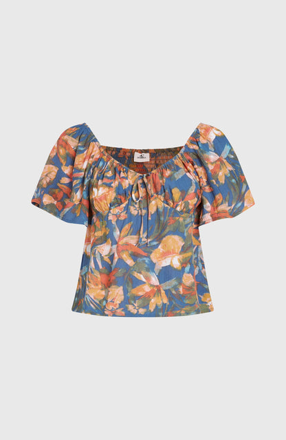 Huges Woven Top Women Blue Painted Tropics