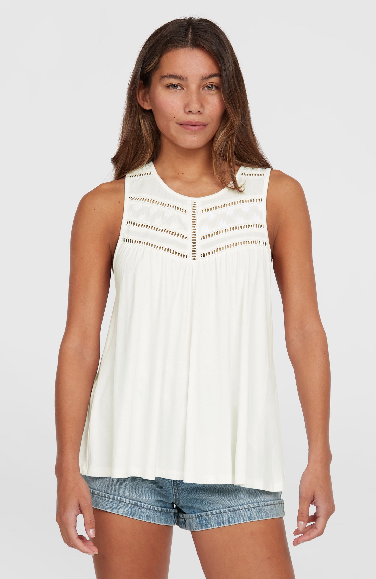 Essentials Tokeena Embroidery Tank Women Snow White