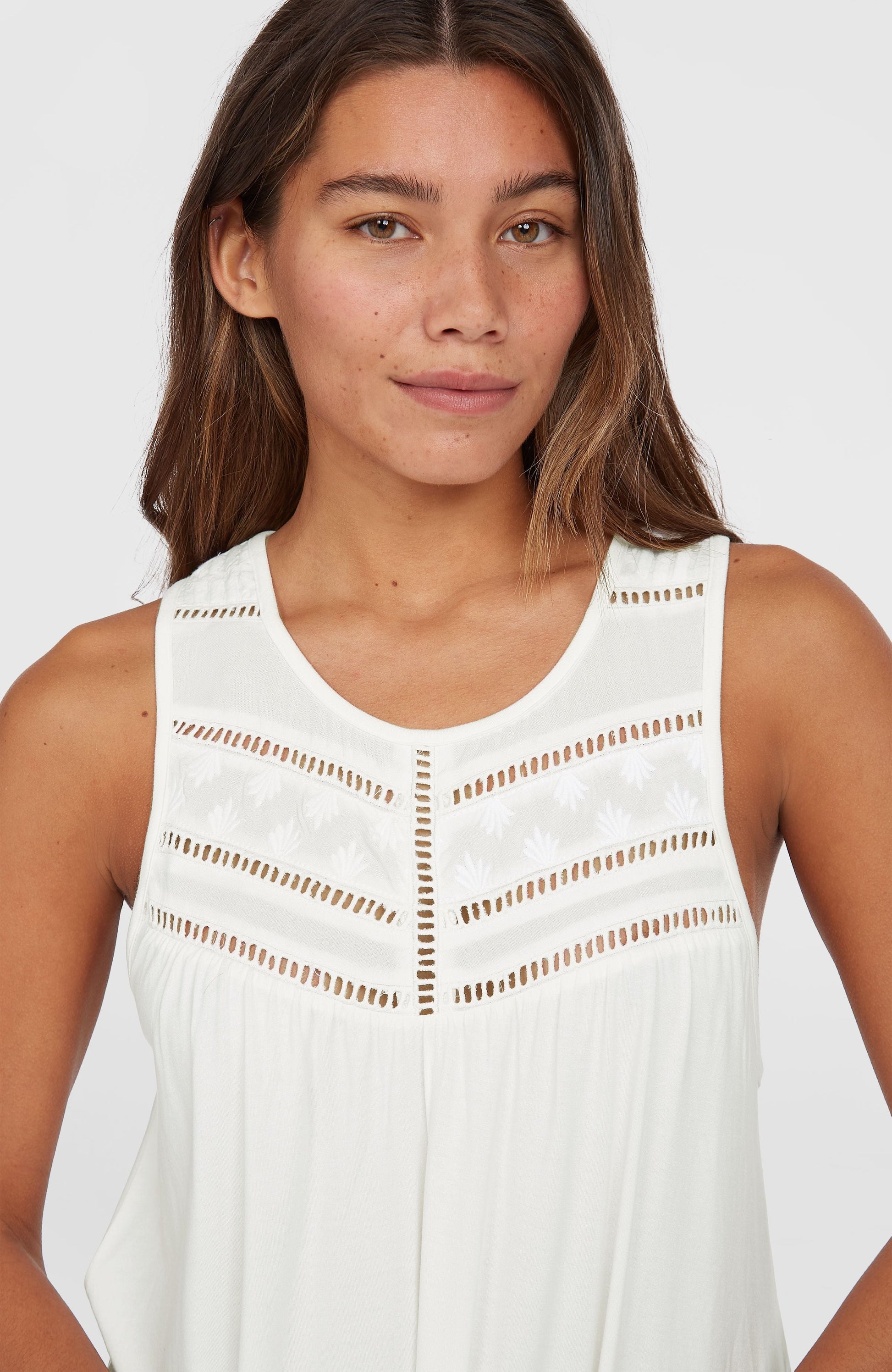 Essentials Tokeena Embroidery Tank Women Snow White