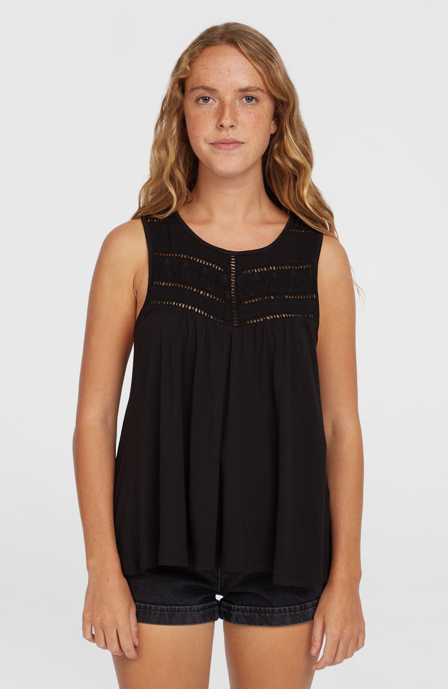 Essentials Tokeena Embroidery Tank Women Black Out