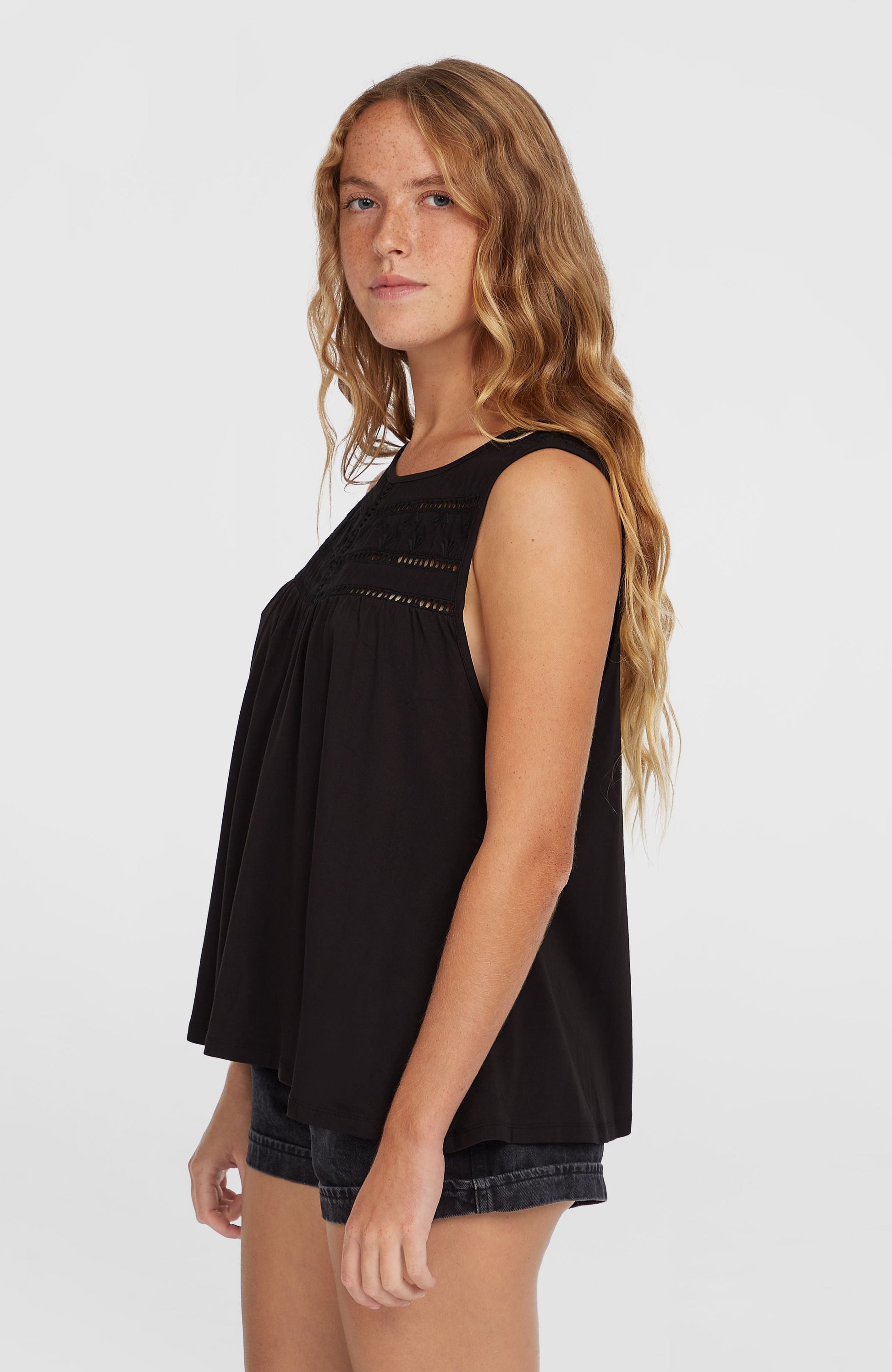Essentials Tokeena Embroidery Tank Women Black Out