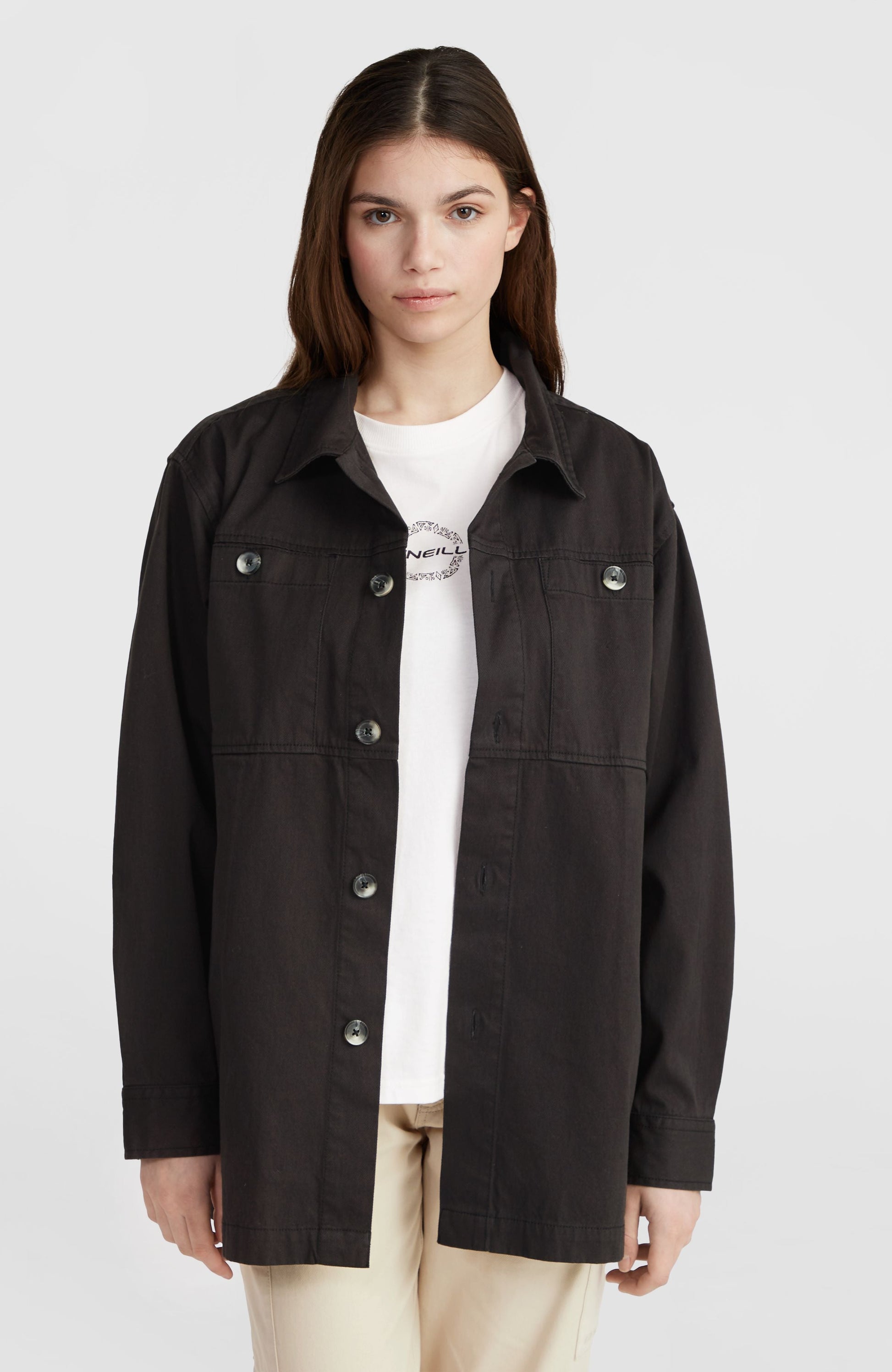 Twill Overshirt Women Black Out
