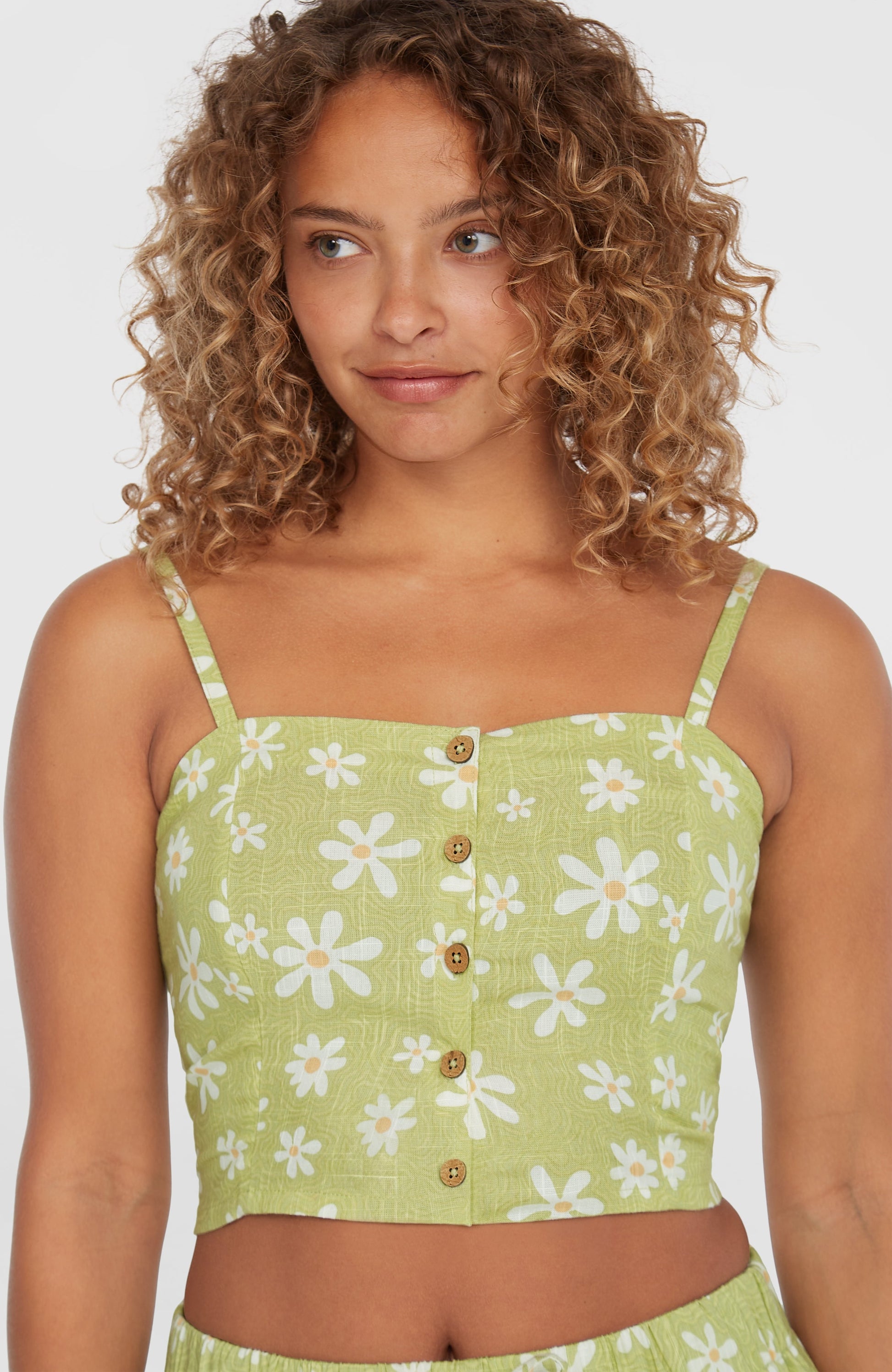 Beach Vintage Cropped Top Women Green Daisyline
