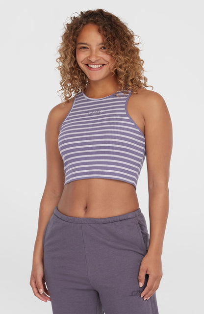 Jess Rib Tanktop Women Purple Yarn Dye Stripe