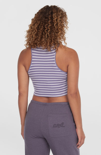 Jess Rib Tanktop Women Purple Yarn Dye Stripe