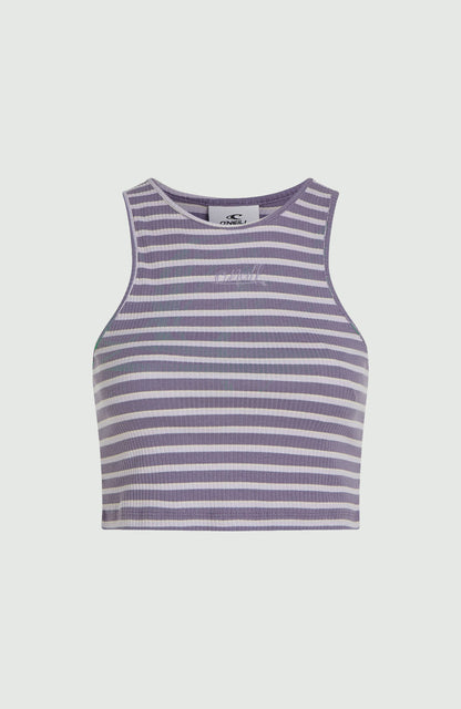 Jess Rib Tanktop Women Purple Yarn Dye Stripe