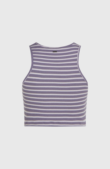 Jess Rib Tanktop Women Purple Yarn Dye Stripe