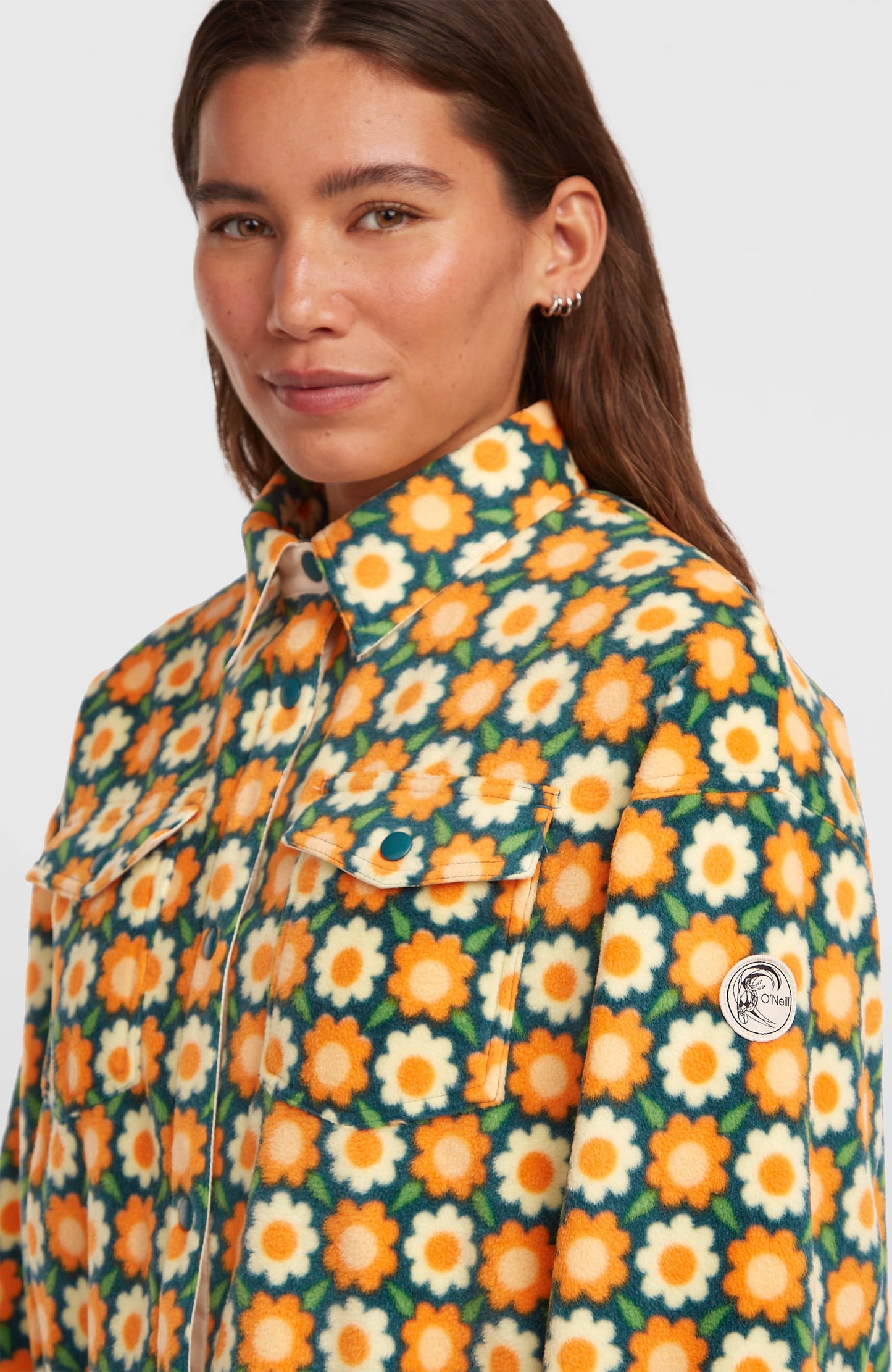 O'Riginals Superfleece Shirt Women Green Retro Flower