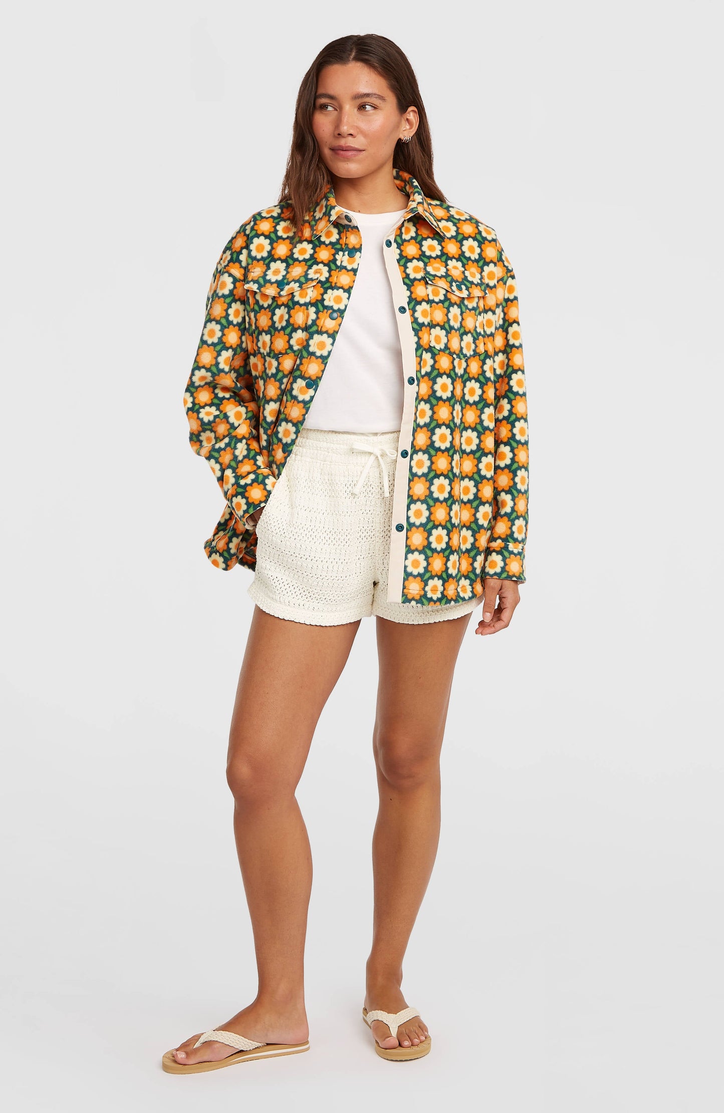 O'Riginals Superfleece Shirt Women Green Retro Flower