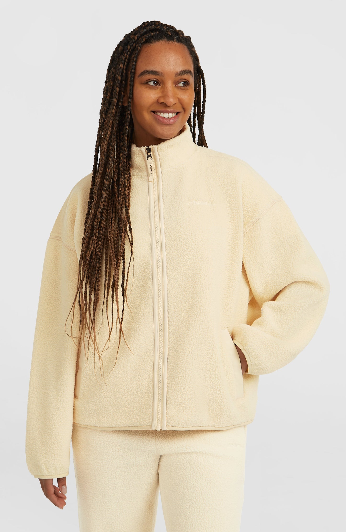 Must-Have High-Pile Full-Zip Fleece Women Macaron