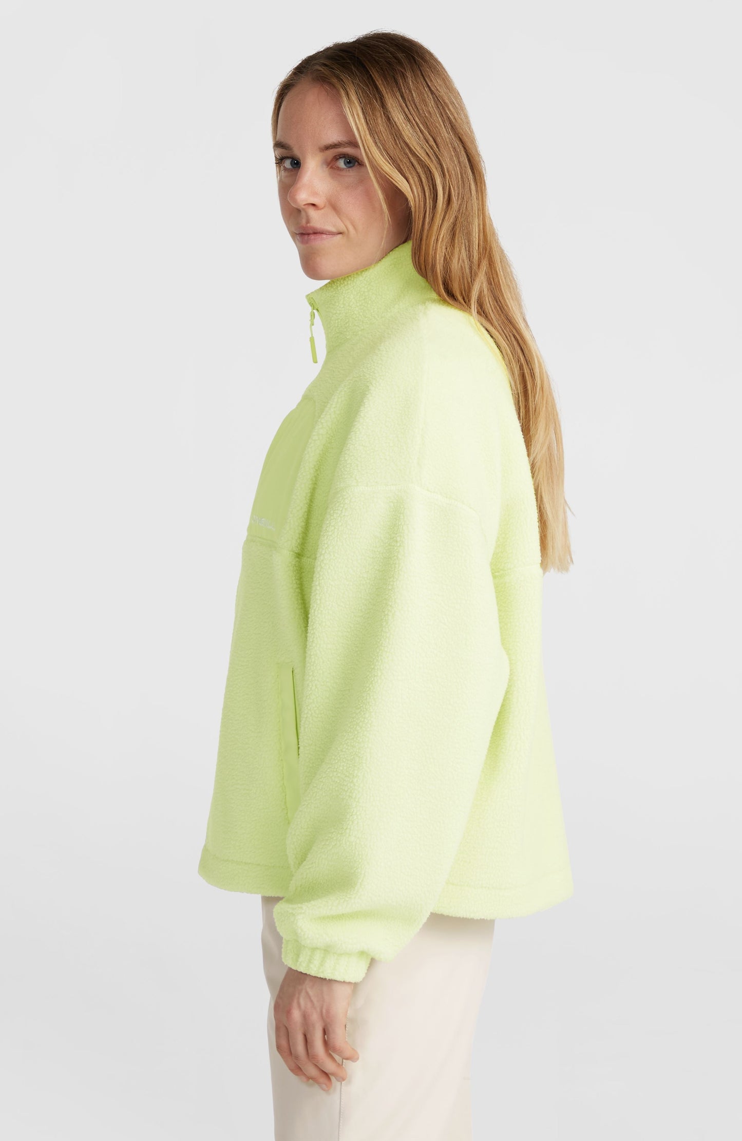 High-Pile Full-Zip Fleece Women Lime Wash