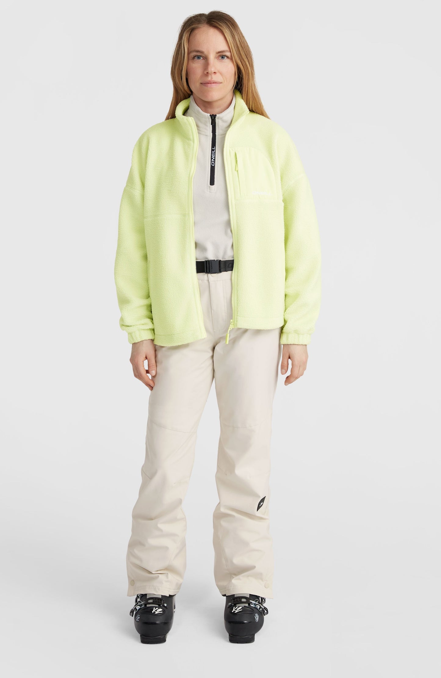 High-Pile Full-Zip Fleece Women Lime Wash