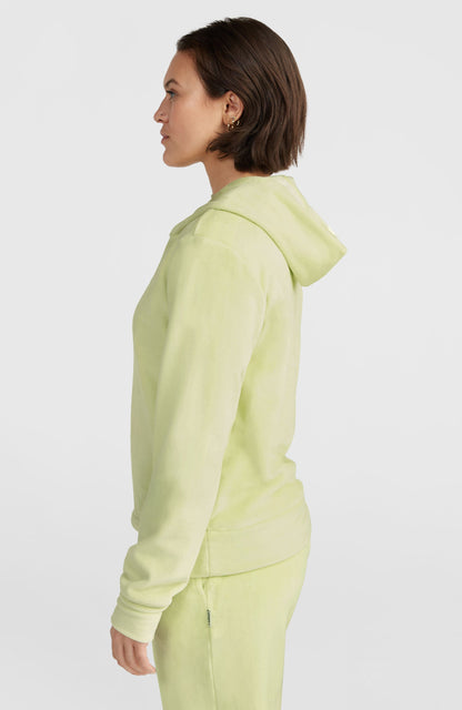 Velour Hoodie Fleece Women Lime Wash