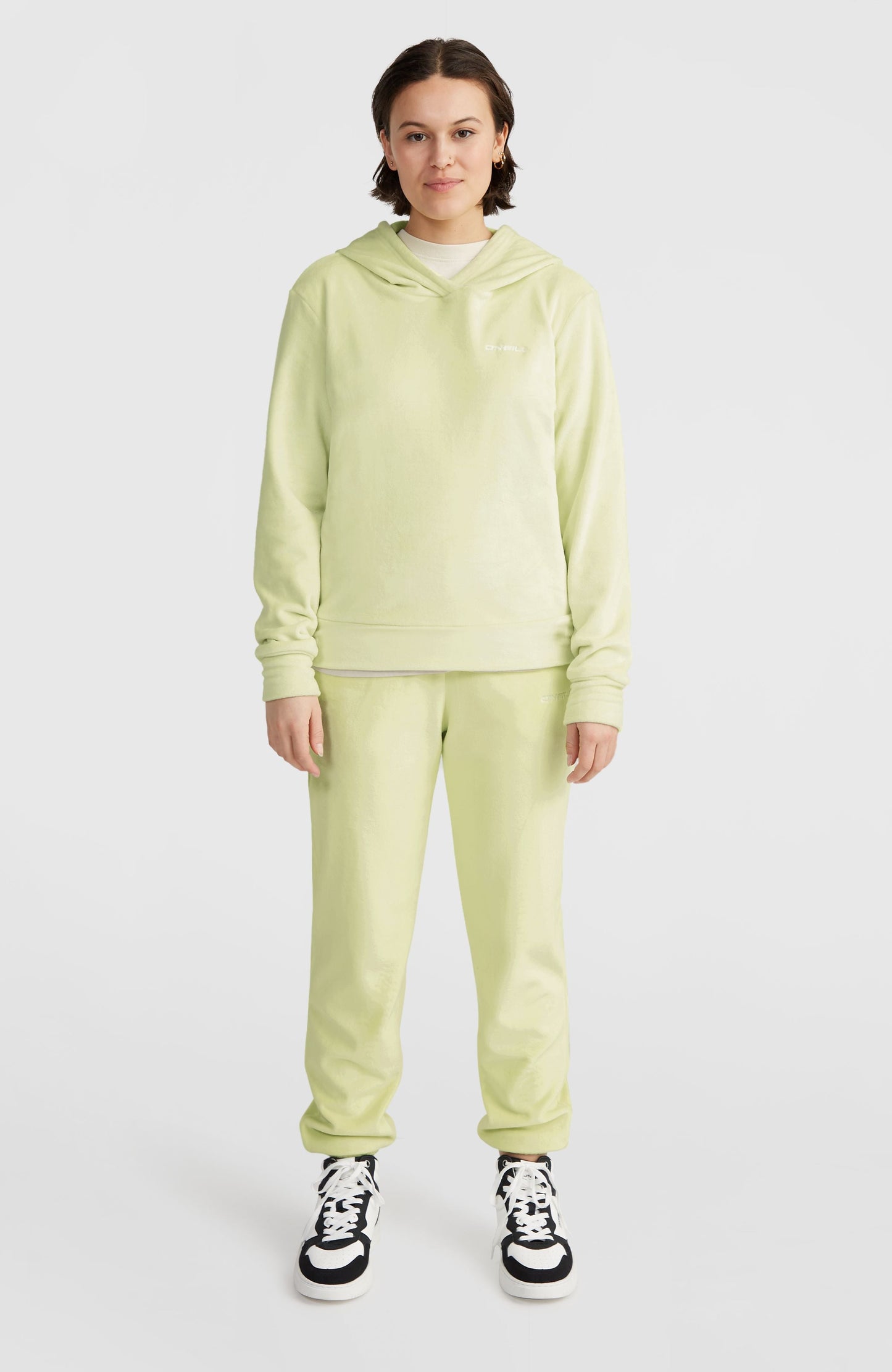Velour Hoodie Fleece Women Lime Wash