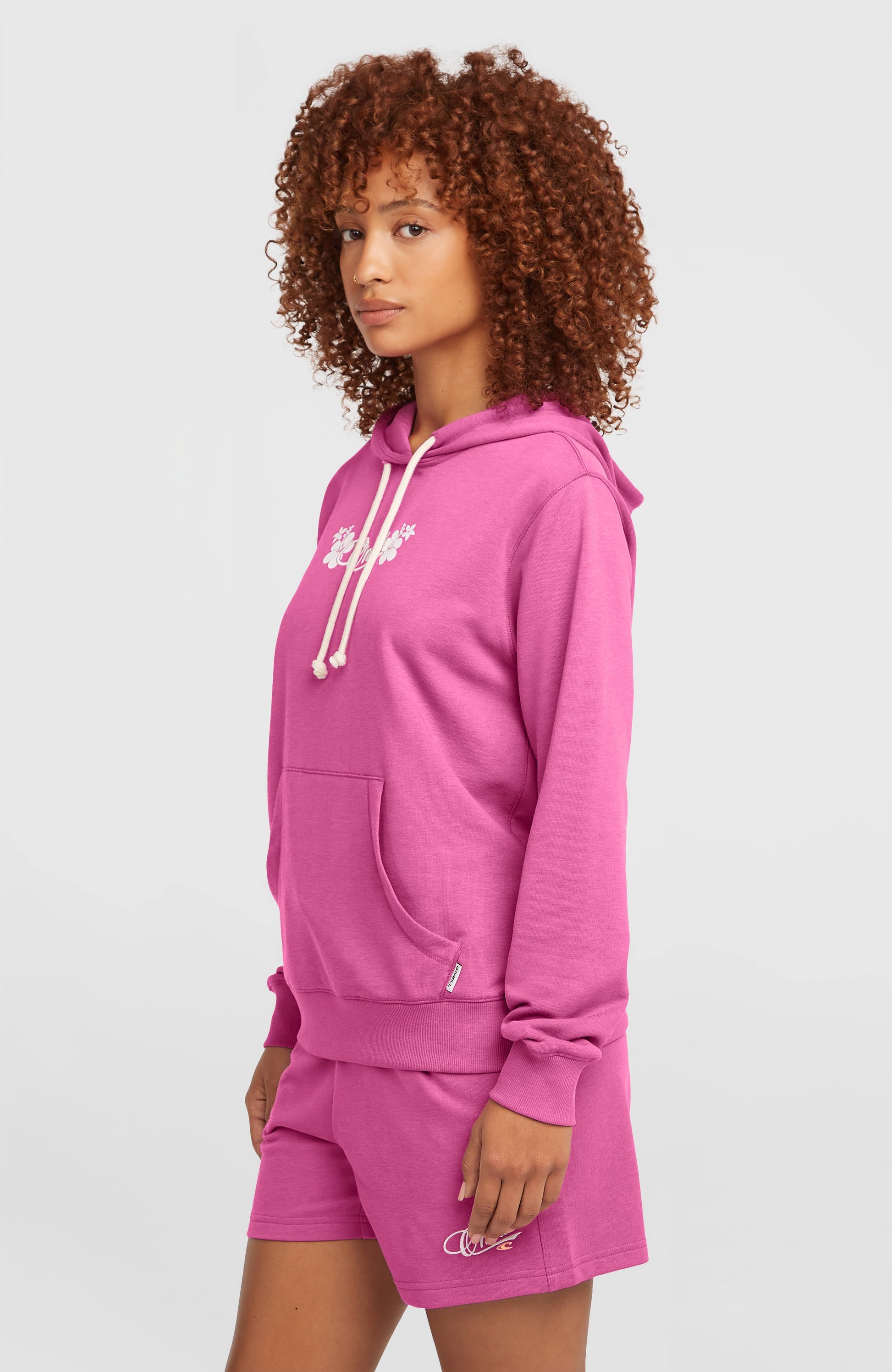 Essentials Script Hoodie Women Electric Fuschia
