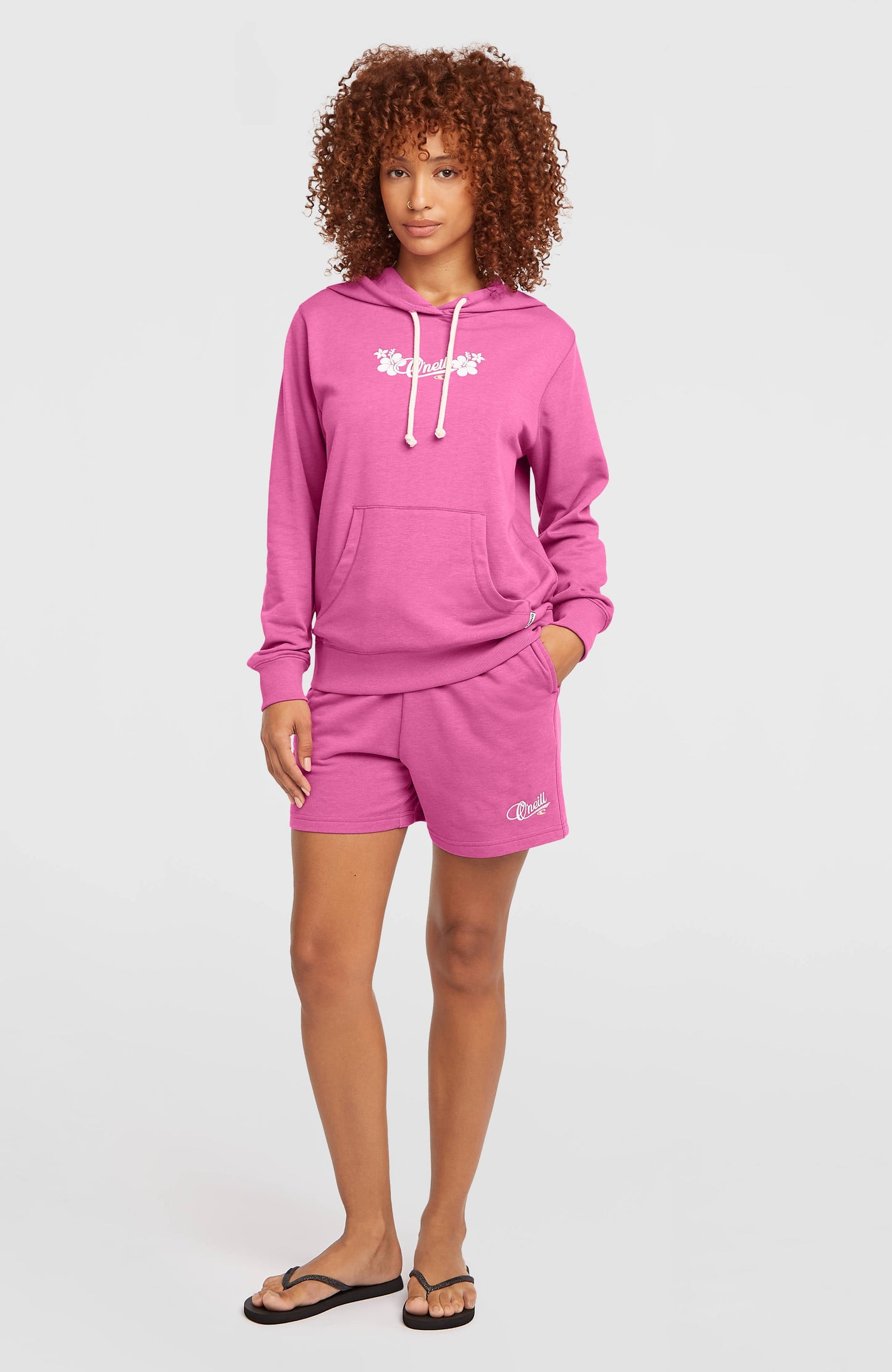 Essentials Script Hoodie Women Electric Fuschia