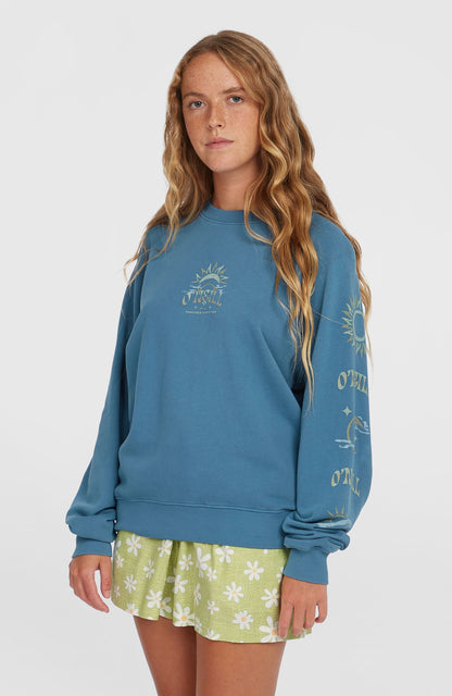 Beach Vintage Crew Sweatshirt Women Copen Blue