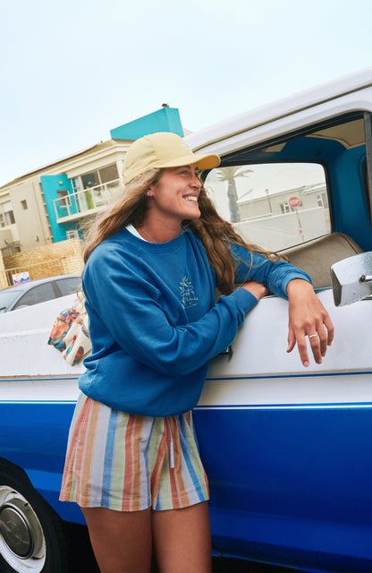 Beach Vintage Crew Sweatshirt Women Copen Blue