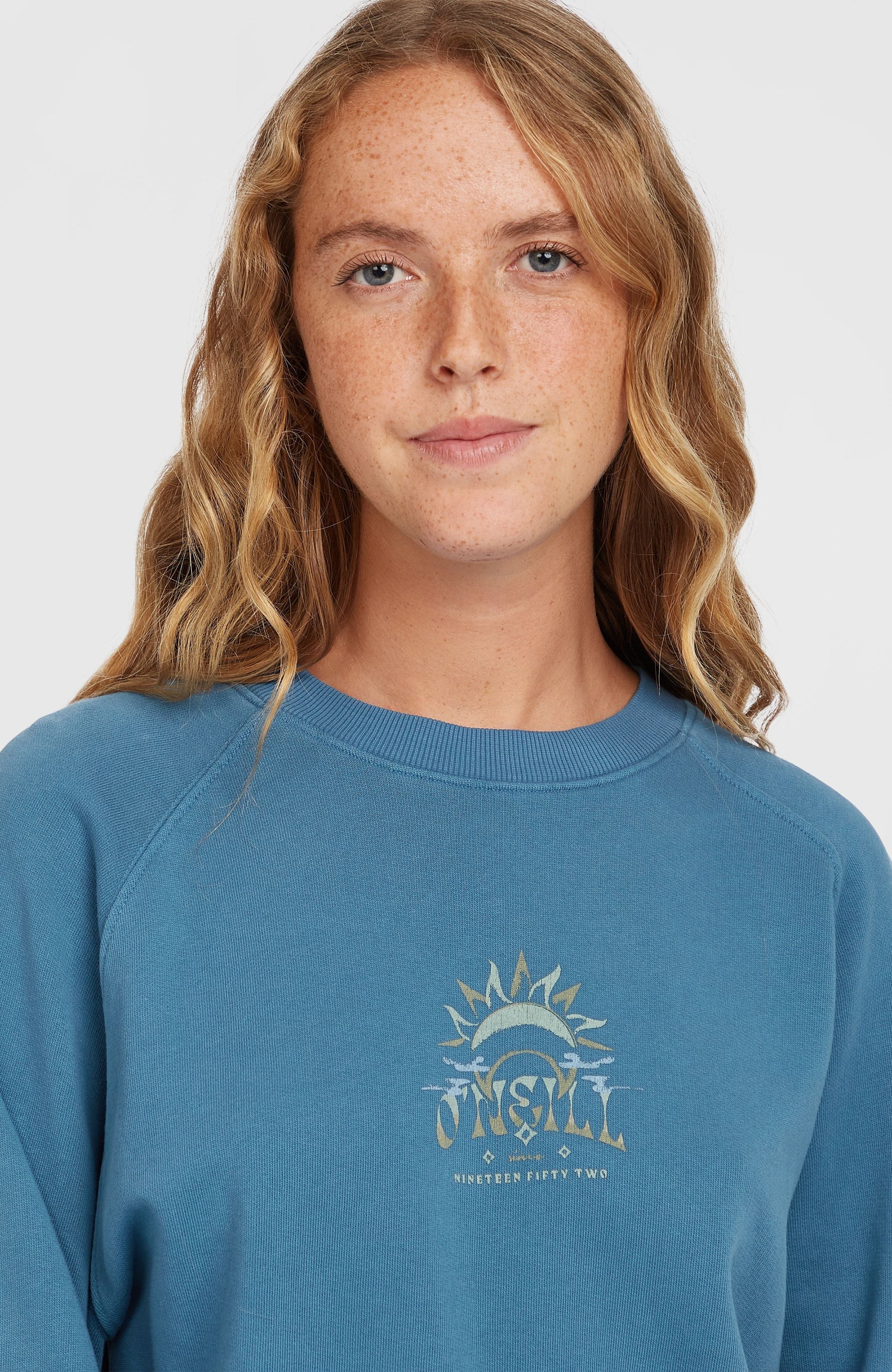 Beach Vintage Crew Sweatshirt Women Copen Blue