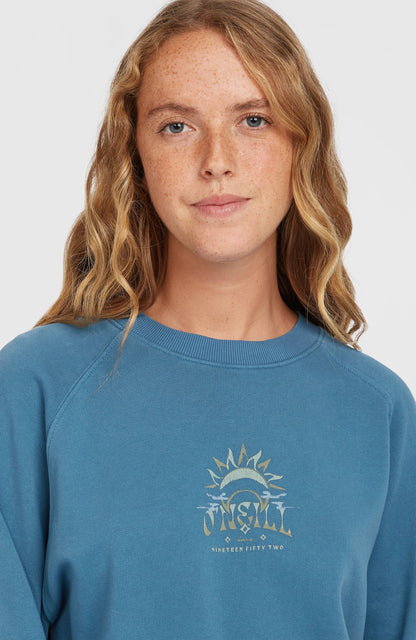 Beach Vintage Crew Sweatshirt Women Copen Blue