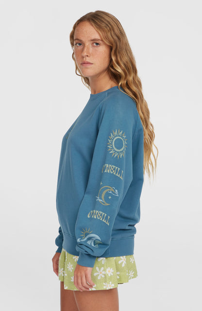 Beach Vintage Crew Sweatshirt Women Copen Blue
