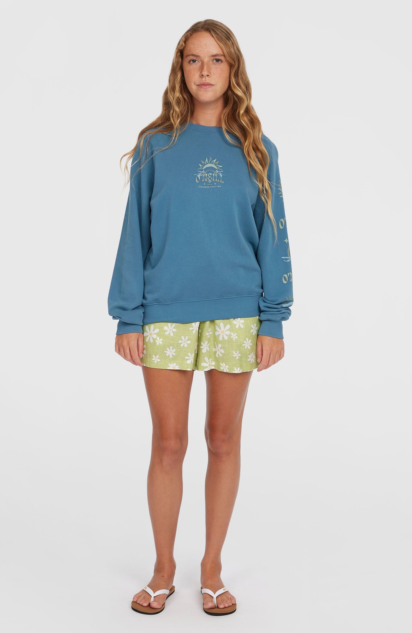 Beach Vintage Crew Sweatshirt Women Copen Blue