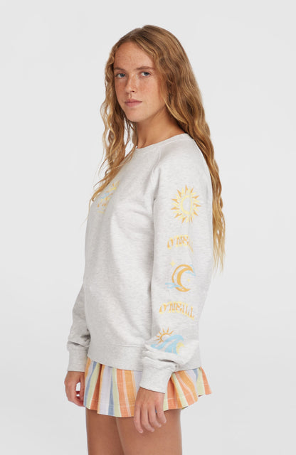 Beach Vintage Crew Sweatshirt Women White Melange