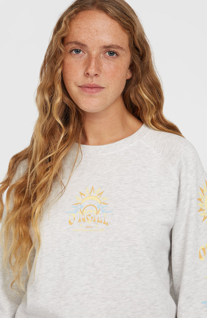Beach Vintage Crew Sweatshirt Women White Melange