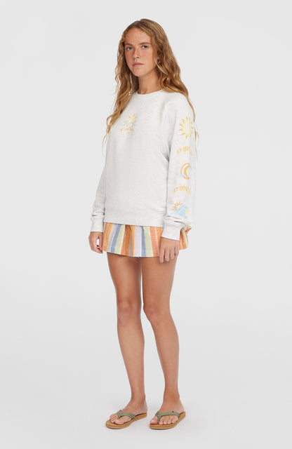 Beach Vintage Crew Sweatshirt Women White Melange