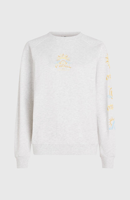Beach Vintage Crew Sweatshirt Women White Melange