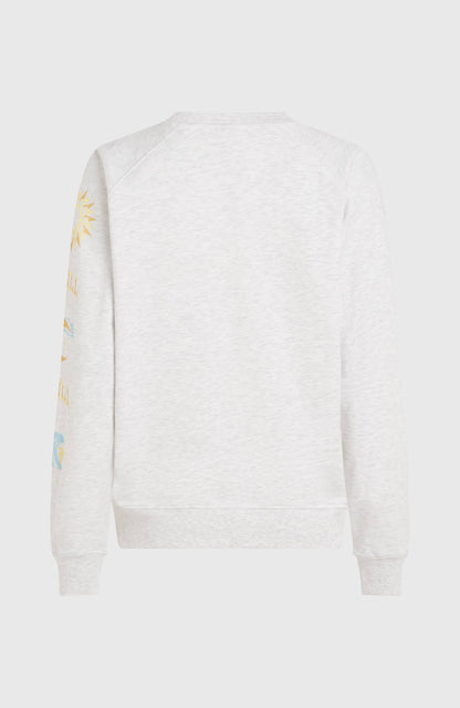 Beach Vintage Crew Sweatshirt Women White Melange