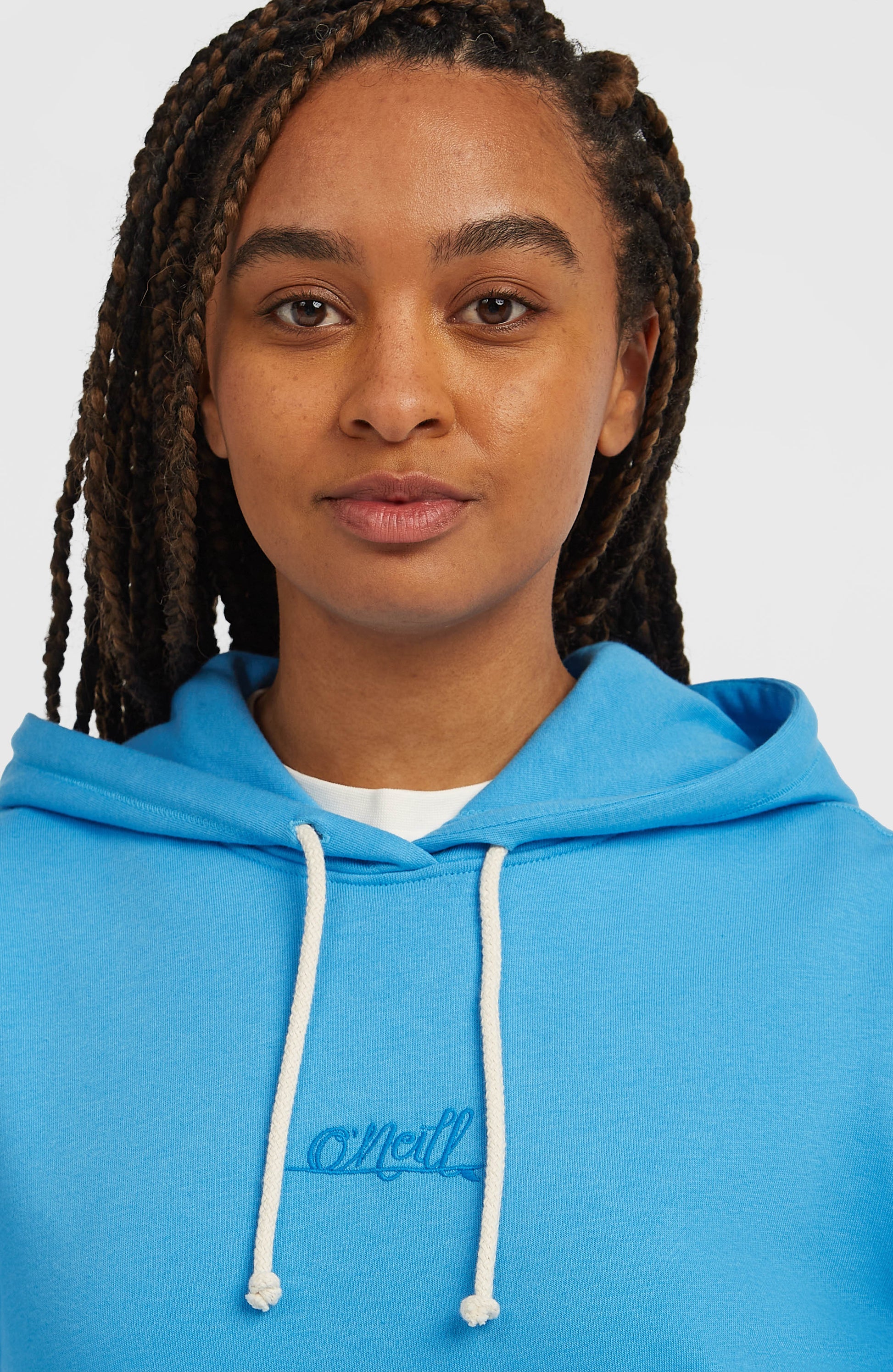 Essentials Script Hoodie Women Blue Poppy