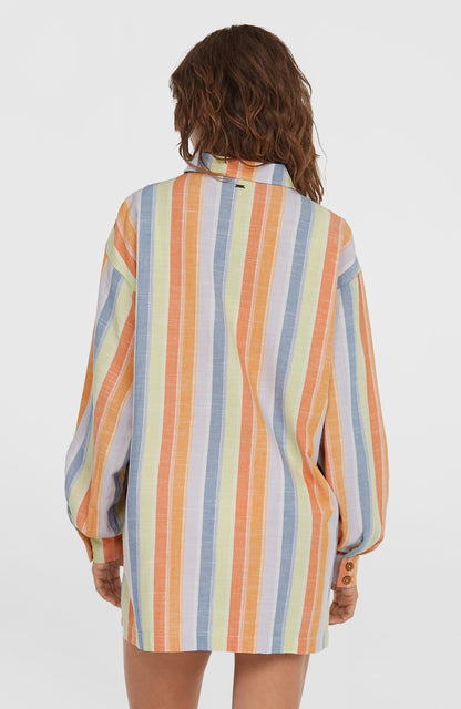 Beach Vintage Long Shirt Women Vintage Stripe
